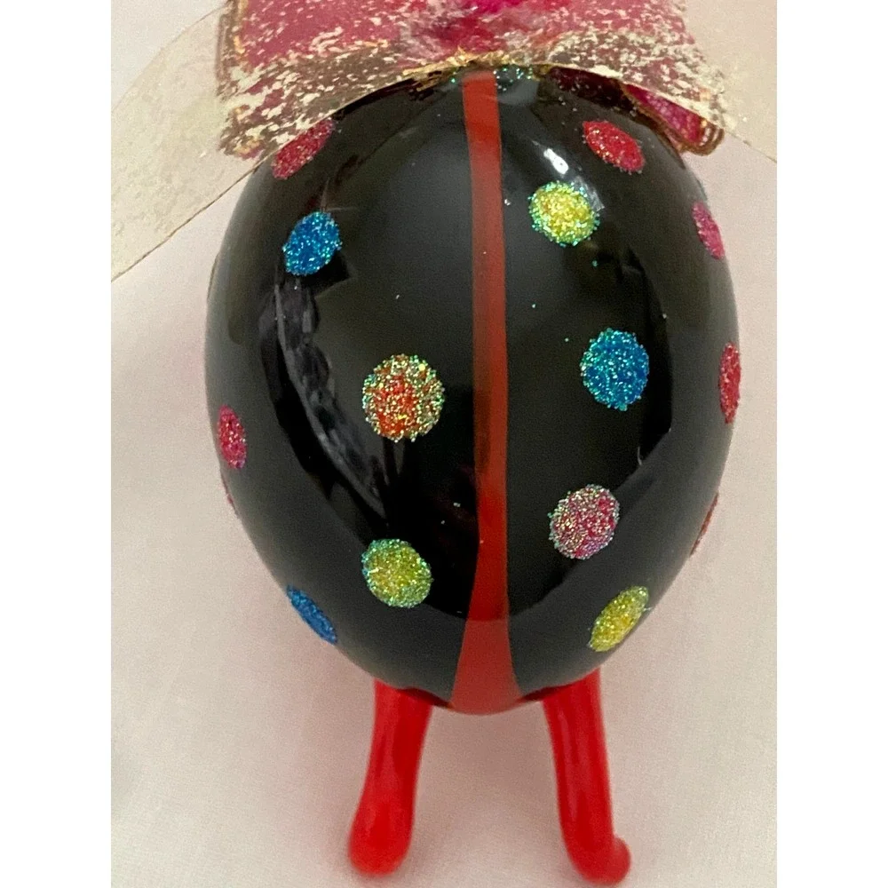 Vtg 2004 NEIMAN MARCUS Blown Glass BUG Glitter Christmas ORNAMENT